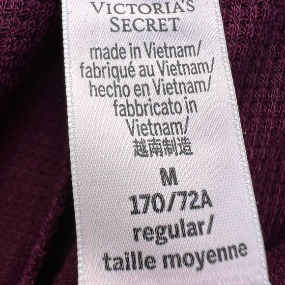 VICTORIAS SECRET Waffle Knit Wine Pajama Set Women’s Medium NWT NEW Flat - Picture 11 of 16